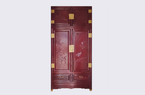 保山高端中式家居装修深红色纯实木衣柜