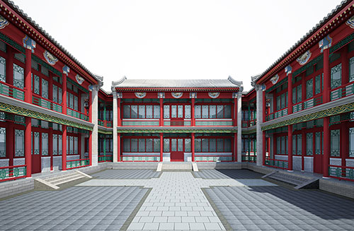 保山北京四合院设计古建筑鸟瞰图展示